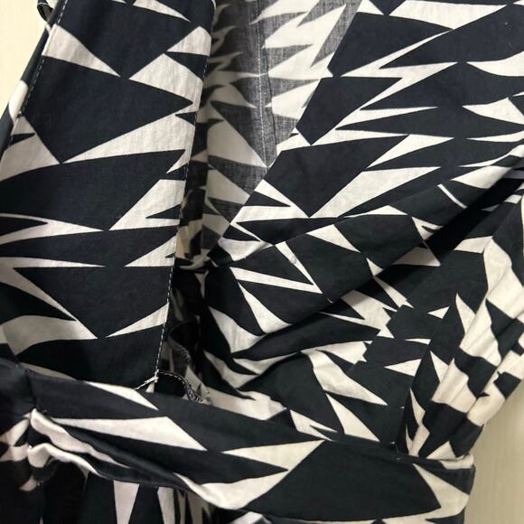 Max Mara Short Sleeve Wrap Dress Women 8 Navy White Collared Festive Party - Picture 4 of 5